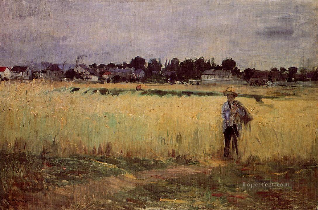 ジュヌヴィリエの小麦畑にて ベルト・モリゾ油絵